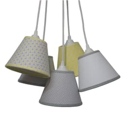 Lustre Pendente Bebê Chevron Cinza e Amarelo