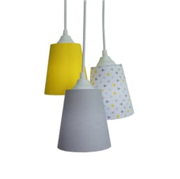 Lustre Pendente Infantil Geométrico Amarelo e Cinza