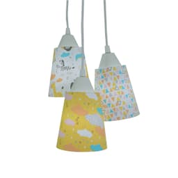 Lustre Pendente Luminária Bebê Cacho Nuvens e Zoo Colorido