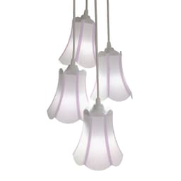 Lustre Pendente Luminária Cacho 4 Cúpulas Paris Linho com Detalhes em Lilás