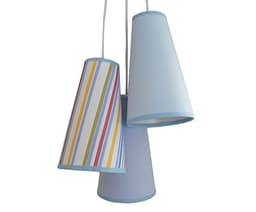 Lustre Pendente Quarto Bebê Tecidos Listras e Azul