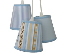 Lustre Pendente Tecidos Bebê Menino Azul e Bege