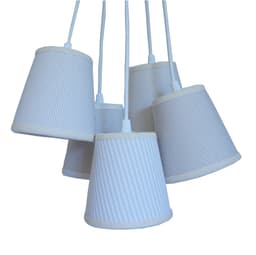 Lustre Pendente Xadrez e Listras Bege e Branco