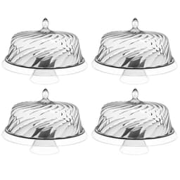 4 Porta Bolo Boleira com Cúpula 30cm Transparente Glassy Crippa Doces Petiscos