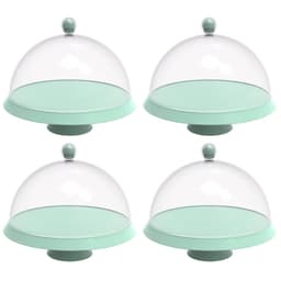 4 Porta Bolo com Cúpula e Pé 30cm Verde Menta Bubble Crippa Boleira Tortas Doces