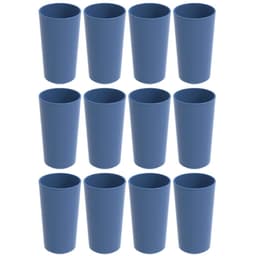Conjunto 12 Copos Altos de Plástico 500ml Refeitório Escola Crippa Azul Madrugada