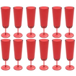 Conjunto 12 Taças para Espumante Champanhe Crippa Plástico Vermelho Translúcido