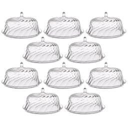Conjunto 8 Porta Bolos Transparente com Cúpula 25cm Tortas Doces Padaria Hotel Crippa