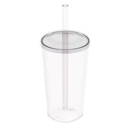 Copo com Tampa e Canudo 500ml Crippa Transparente Plástico Água Suco Bebidas