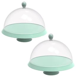 Kit 2 Porta Bolo com Cúpula e Pé 30cm Verde Menta Bubble Crippa Boleira Tortas Doces