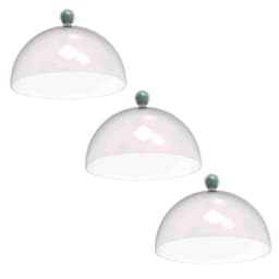 Kit 3 Cúpulas de Plástico 30cm Bolos Tortas Doces Padaria Café Hotel Crippa Verde Menta