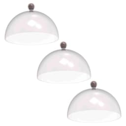 Kit 3 Cúpulas de Plástico 30cm para Bolos Tortas Doces Padaria Hotel Crippa Amêndoa