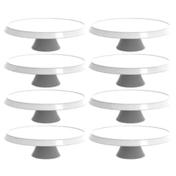 Kit 8 Bases Porta Bolo 30cm com Pé Confeitaria Padaria Crippa Branca Tortas Doces