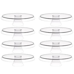 Kit 8 Bases Porta Bolos Tortas Doces 30cm com Pé Transparente Glassy Crippa