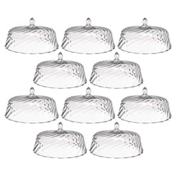 Kit 8 Cúpulas para Bolo de Plástico 30cm Transparente Tortas Doces Confeitaria Hotel Crippa