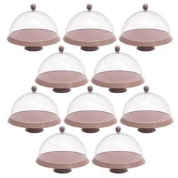 Kit 8 Porta Bolos 25cm Bubble com Cúpula e Pé Crippa Amêndoa Padaria Hotel Confeitaria