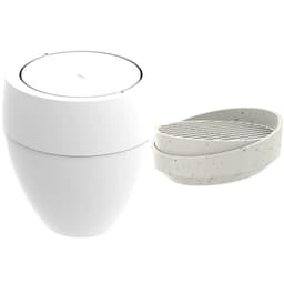 Lixeira Basculante 9L Branca e Porta Sabonete Barra Stone Lunar Crippa