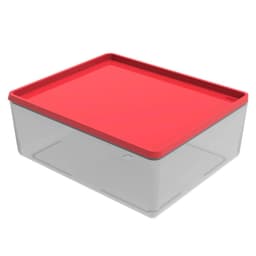 Pote com Tampa Plástico Marmita 3,2L Vermelho Retangular Crippa Frutas Verduras Alimentos