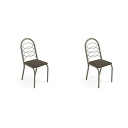 Conjunto com 2 Cadeiras Holanda Nickel e Marrom