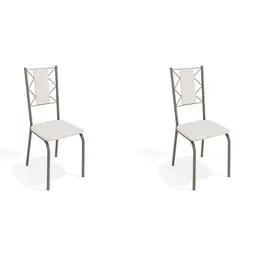 Conjunto com 2 Cadeiras Lisboa Nickel e Branco