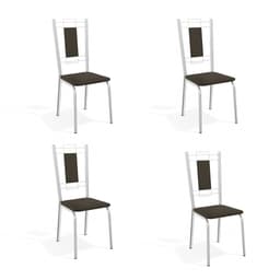 Conjunto com 4 Cadeiras de Cozinha Florença Cromado e Marrom