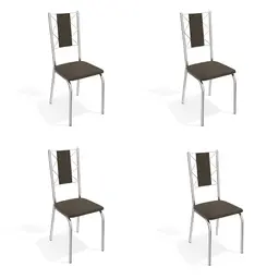 Conjunto com 4 Cadeiras de Cozinha Lisboa Cromado e Marrom