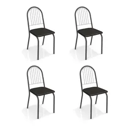 Conjunto com 4 Cadeiras de Cozinha Noruega Preto