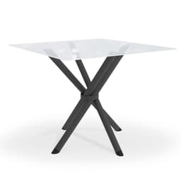 Mesa de Jantar Quadrada com Tampo de Vidro Volga Preto 90 cm
