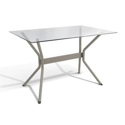 Mesa de Jantar Retangular com Tampo de Vidro Loire Cinza 120 cm