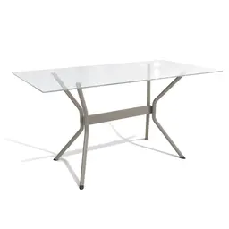 Mesa de Jantar Retangular com Tampo de Vidro  Loire Cinza 150 cm