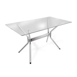 Mesa de Jantar Retangular com Tampo de Vidro Loire Prata 120 cm