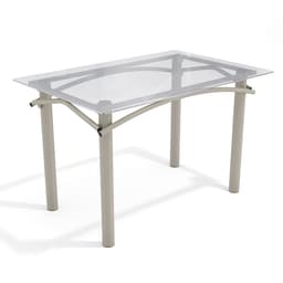 Mesa de Jantar Retangular com Tampo de Vidro Elba Cinza 120 cm