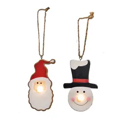 Boneco de Papai Noel e Boneco de Neve Nariz de Led 10cm 1 Pç