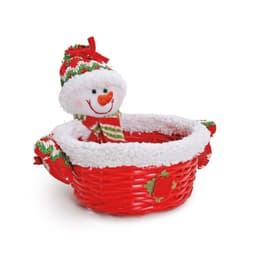 Cesta Boneco De Neve Vermelho Natal 14 X 5 Cm Cor Vermelho