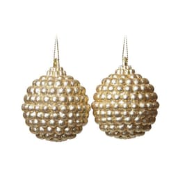 Conjunto com 2 Enfeites de Natal Bola Dourado
