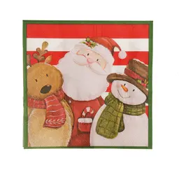 Conjunto com 20 Guardanapos Papai Noel, Boneco de Neve e Rena Vermelho