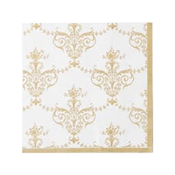 Conjunto com 20 Guardanapos de Natal Arabesco Branco e Dourado