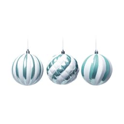 Conjunto com 6 Enfeites de Natal Bola Azul e Branco 10 cm