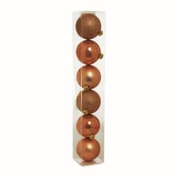 Conjunto com 6 Enfeites de Natal Bola Marrom 8 cm