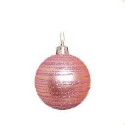 Conjunto com 6 Enfeites de Natal Bola Rosa 6 cm