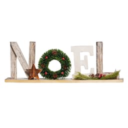 Enfeite Natal Para Mesa Noel Em Madeira Branco E Verde 50Cm