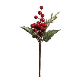 Enfeite Natalino Cereja e Pinha Verde e Vermelho 20 cm