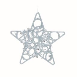 Enfeite Pendurar Árvore Natal Estrela Glitter 2 Peças Prata