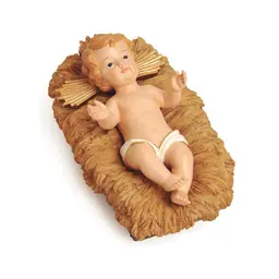 Enfeite de Natal Manjedoura Menino Jesus Branco e Bege