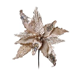 Flor Artificial Decoração Natal Poinsetia Glitter Nude