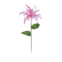 Flor Decoração Natal Para Árvore Natal 66Cm Glitter Rosa
