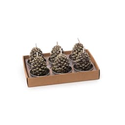 Kit Vela Pinha 6 Unidades Decoração Natal Tealight Marrom