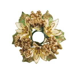 Mini Guirlanda Natal Enfeite Flores E Bolinhas Marfim 15Cm