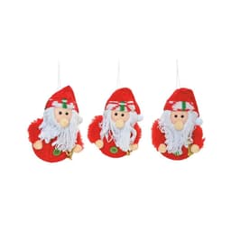 Papai Noel Decoração Árvore Natal 3 Peças 9x7Cm Vermelha