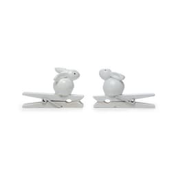 Prendedor 3D Coelho Páscoa Decoração 6 Unid. Branca